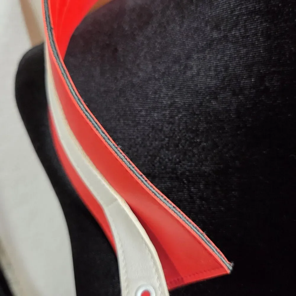 Belt Womens Size 10 Red White Colorblock Wide Waist Faux Leather Buckle Retro